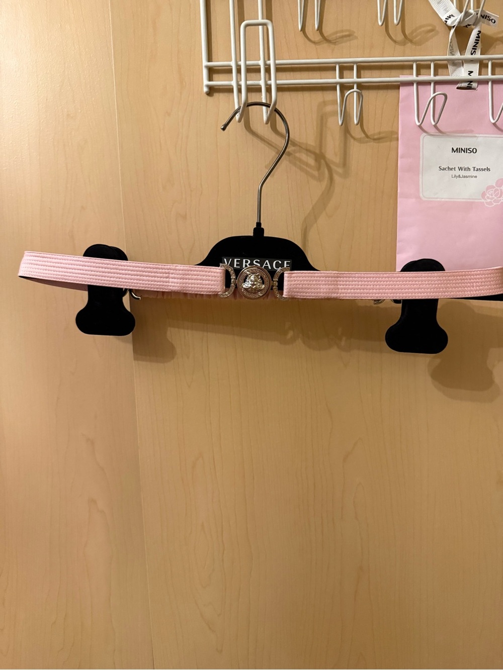 Versace Pink Gold Medusa Webbed Belt